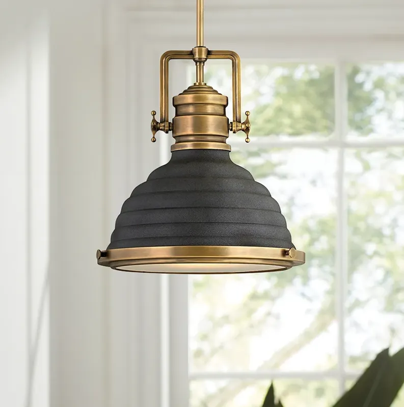 Hinkley Keating 14 1/4" Wide Heritage Brass Aged Zinc Pendant Light