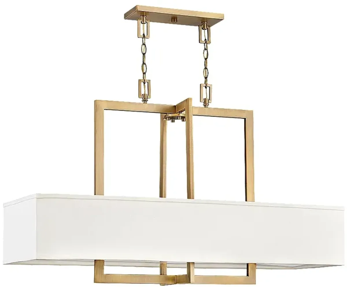 Hinkley Hampton 42" Wide 4-Light Linen and Bronze Linear Chandelier