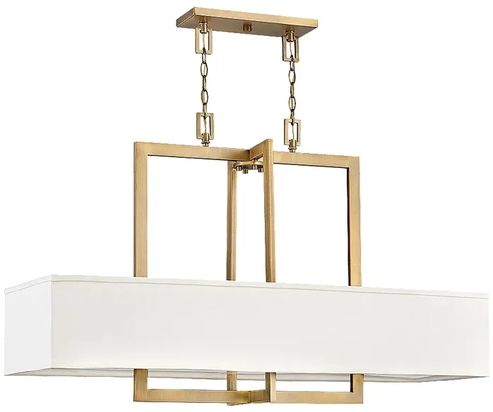 Hinkley Hampton 42" Wide 4-Light Linen and Bronze Linear Chandelier