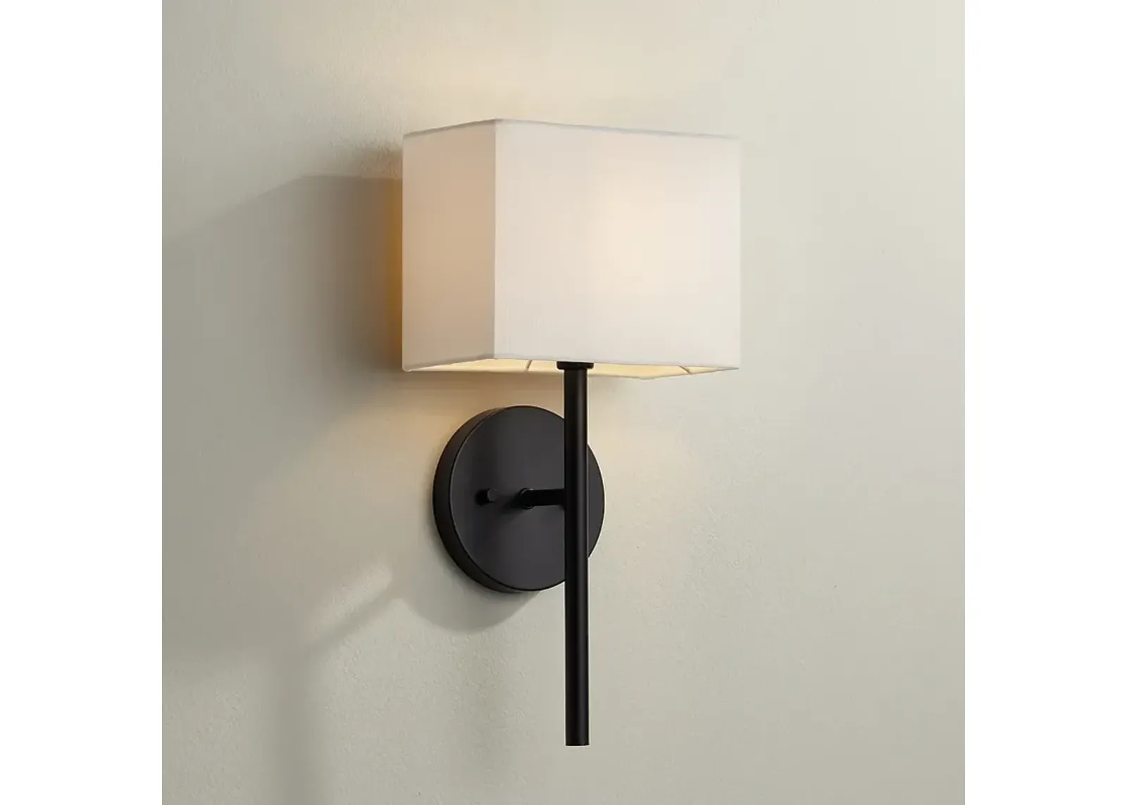 Possini Euro Favreau 16 1/4" High Linen and Black Finish Wall Sconce