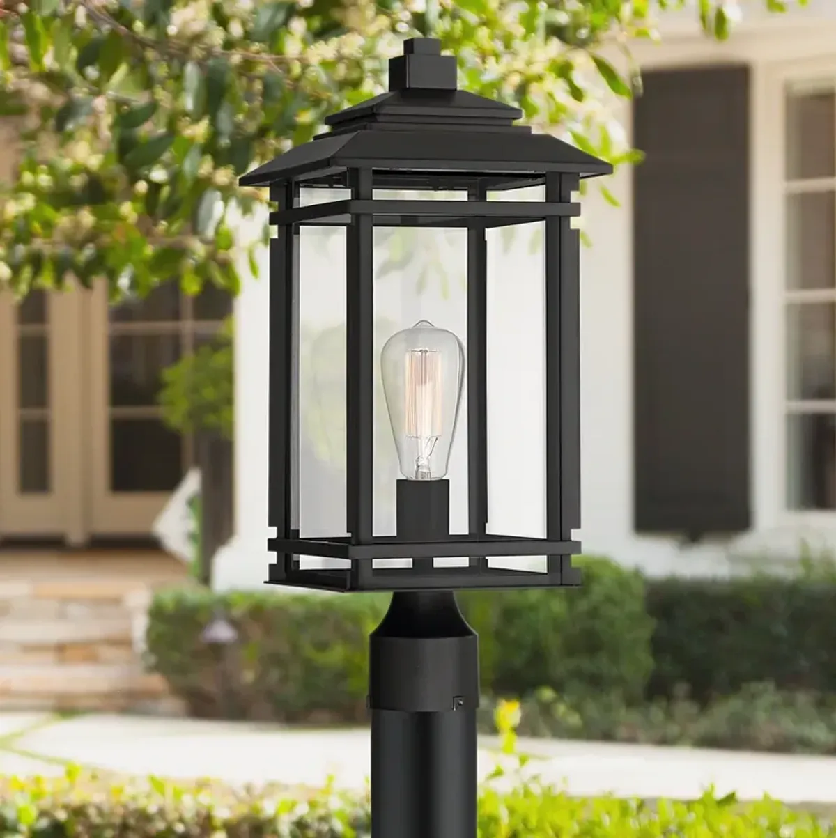 North House 19 1/2" High Matte Black and Glass Outdoor Post Light