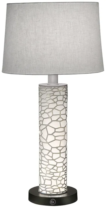 Stiffel Honeycomb 29" Laser Cut Silver Night Light Table Lamp