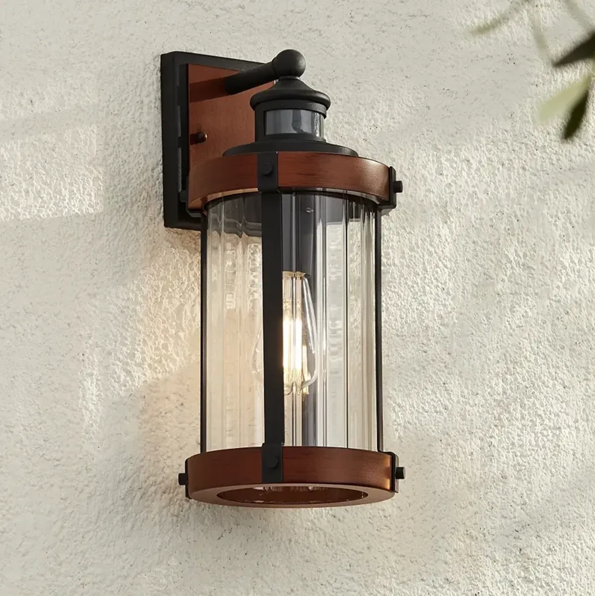 John Timberland Stan 15 1/2" Black Motion Sensor Outdoor Wall Light