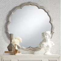 Noble Park Turin Silver 34 1/2" Wide Round Scalloped Edge Wall Mirror
