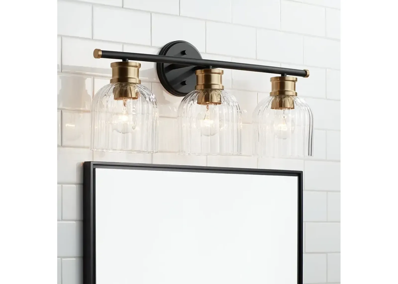 Stiffel Lana 23" Wide Black and Warm Brass 3-Light Bath Light