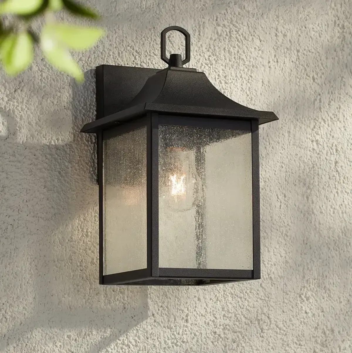 Millicent 13" High Sand Black Outdoor Wall Lantern Light