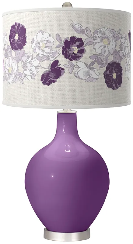 Passionate Purple Rose Bouquet Ovo Table Lamp