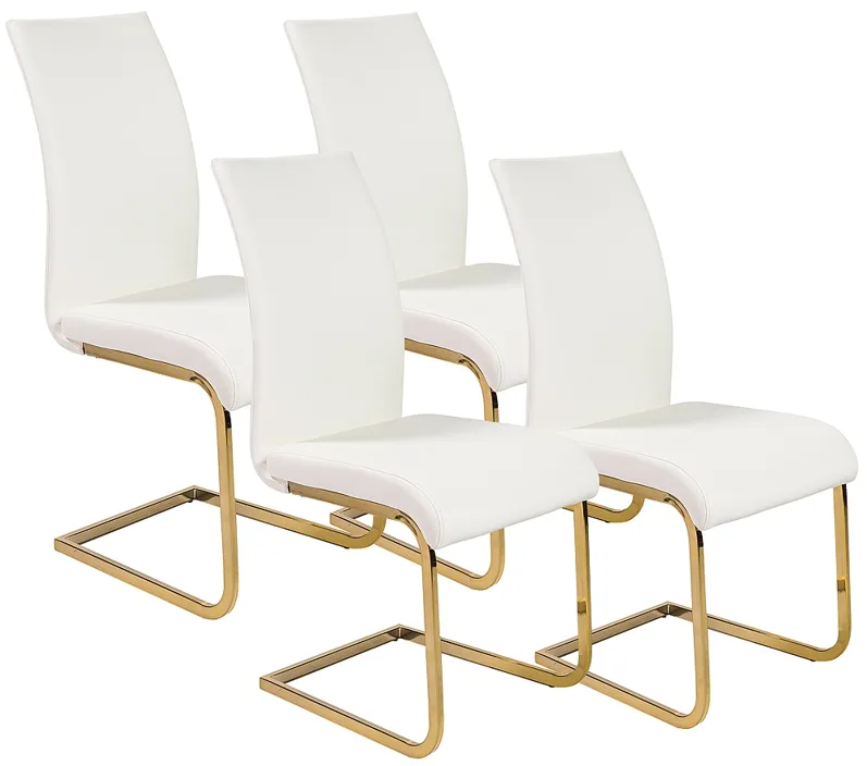 Epifania White Faux Leather Dining Chairs Set of 4