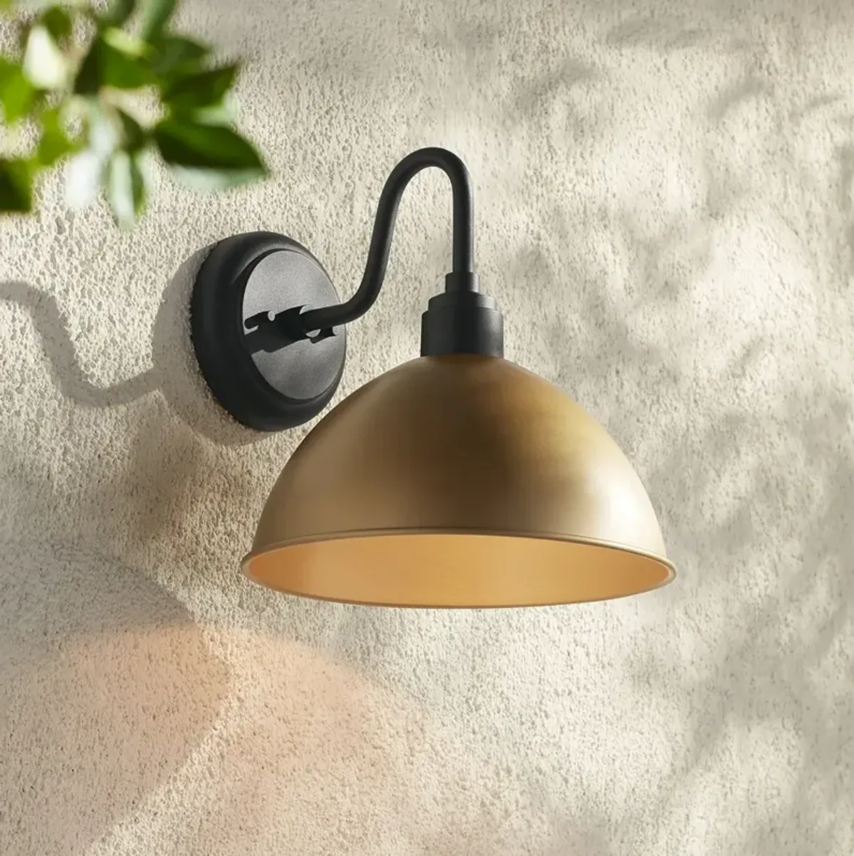 Possini Euro Miles 12 1/2" High Black and Gold Outdoor Wall Light