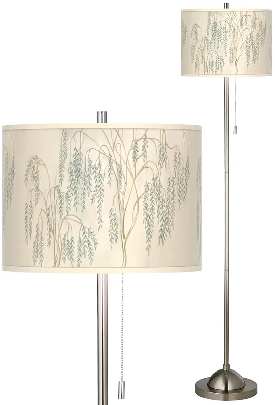 Weeping Willow Brushed Nickel Pull Chain Floor Lamp