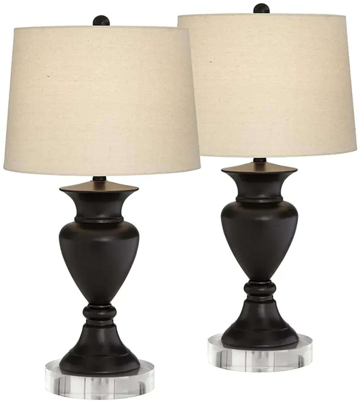 Regency Hill Metal Urn Bronze Table Lamps With 8" Round Risers