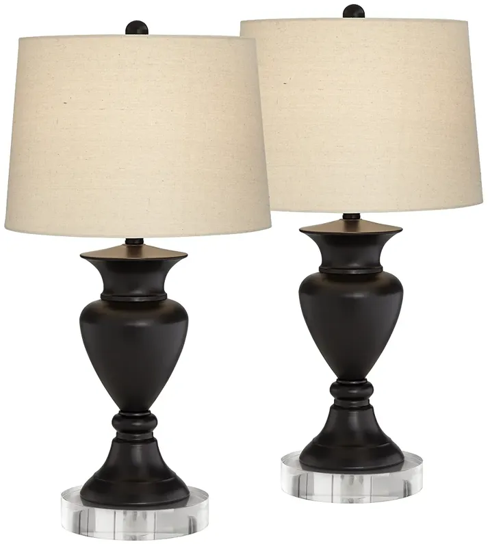 Regency Hill Metal Urn Bronze Table Lamps With 8" Round Risers