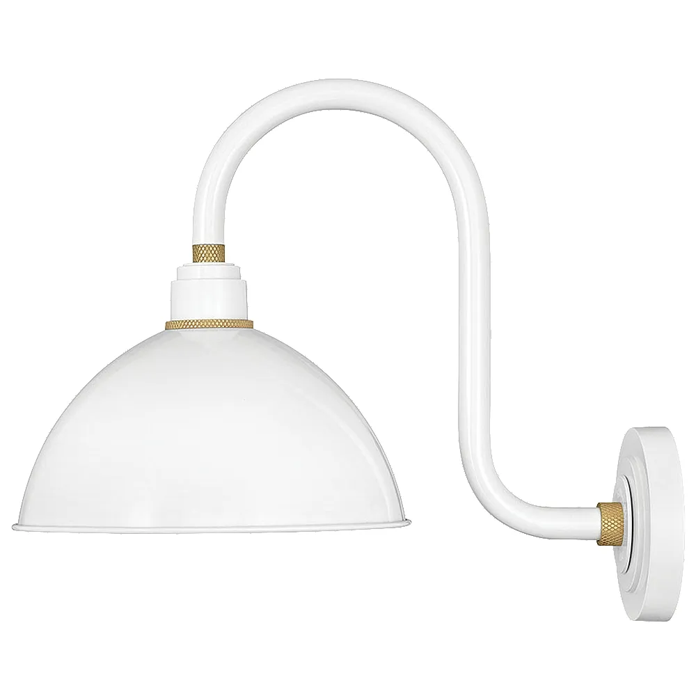 Foundry 17"H Gloss White with Dome Shade Outdoor Wall Light