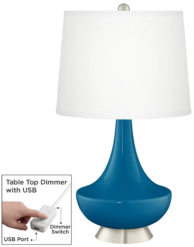 Mykonos Blue Gillan Glass Table Lamp with Dimmer
