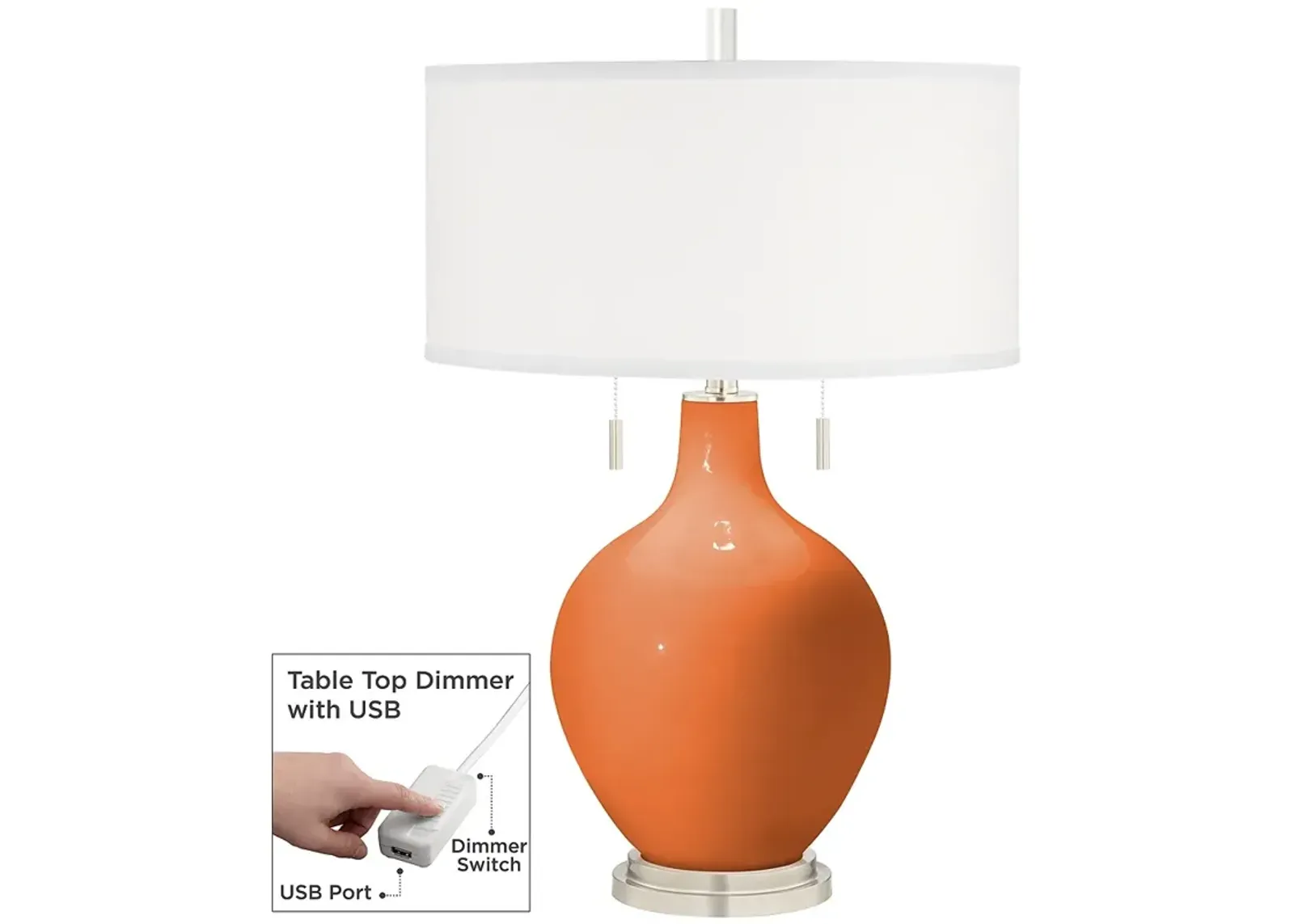 Celosia Orange Toby Table Lamp with Dimmer