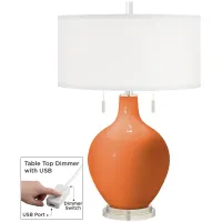 Celosia Orange Toby Table Lamp with Dimmer