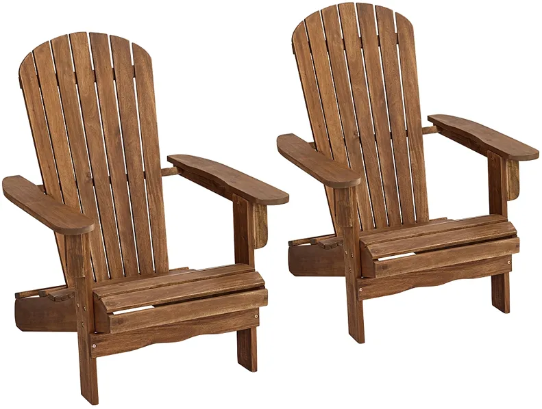 Cape Cod Natural Wood Adirondack Chairs Set of 2