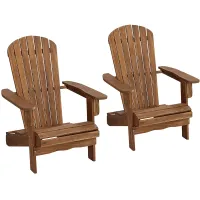 Cape Cod Natural Wood Adirondack Chairs Set of 2