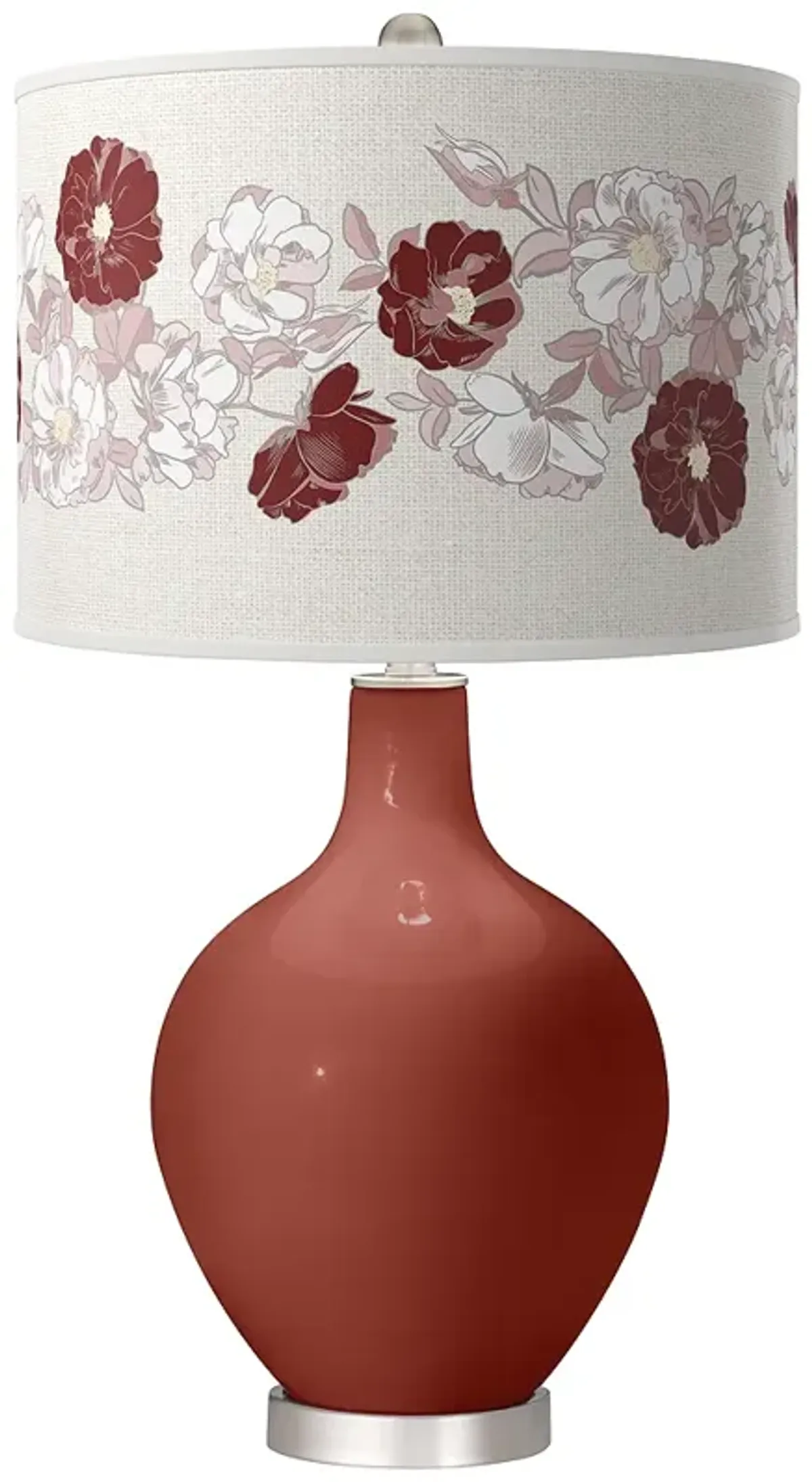 Color Plus Ovo 28 1/2" High Rose Bouquet Shade Madeira Red Table Lamp