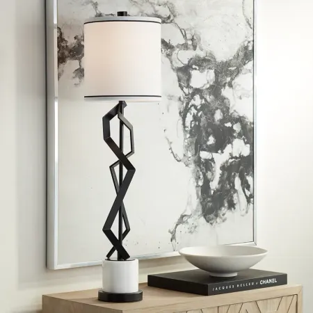 Possini Euro 35 3/4" White Black Modern Geometric Buffet Table Lamp
