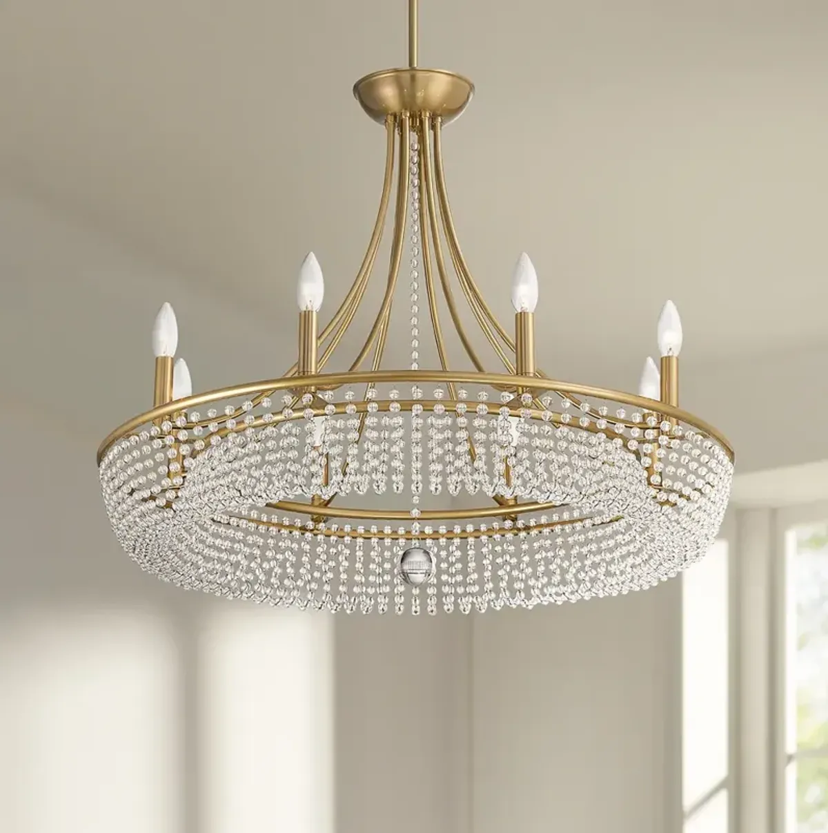 Vienna Full Spectrum Jaimie 30" Wide Soft Gold Crystal 8-Light Pendant