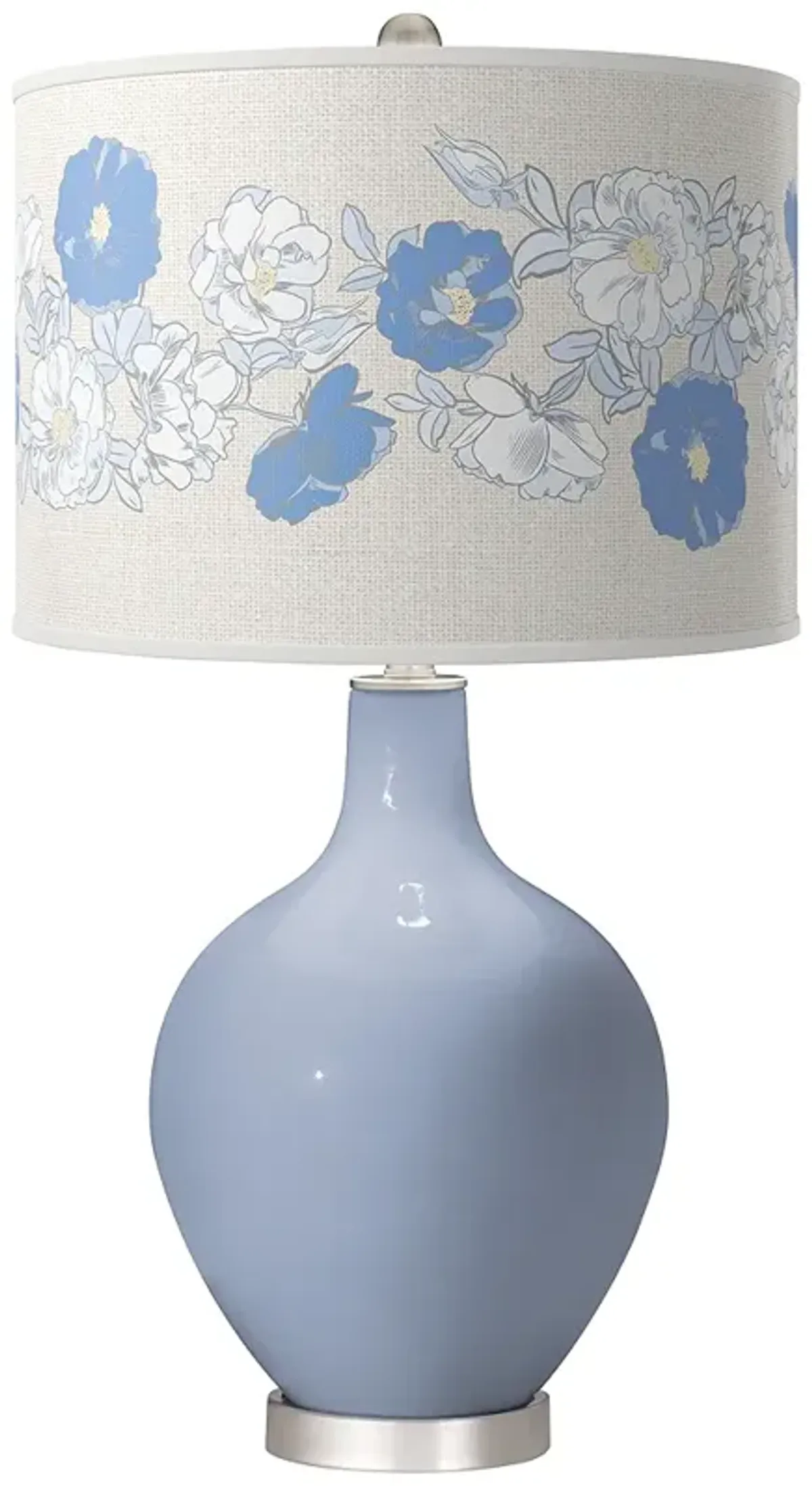 Color Plus Ovo 28 1/2" Rose Bouquet Shade Sky Blue Table Lamp