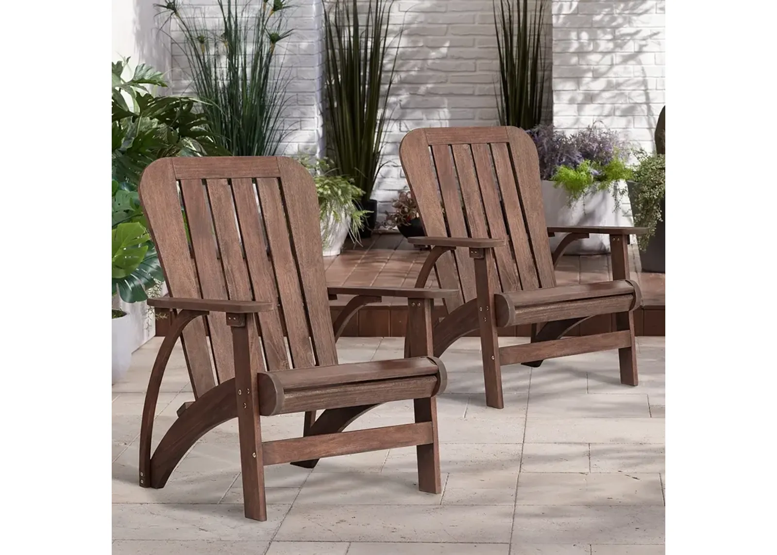 Dylan Dark Wood Outdoor Adirondack Chairs Set of 2