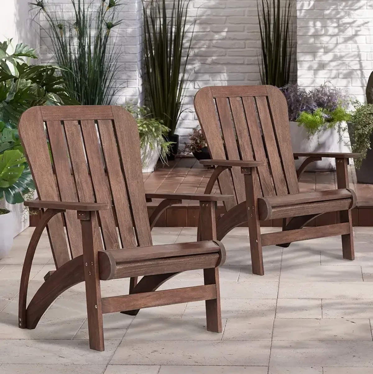 Dylan Dark Wood Outdoor Adirondack Chairs Set of 2