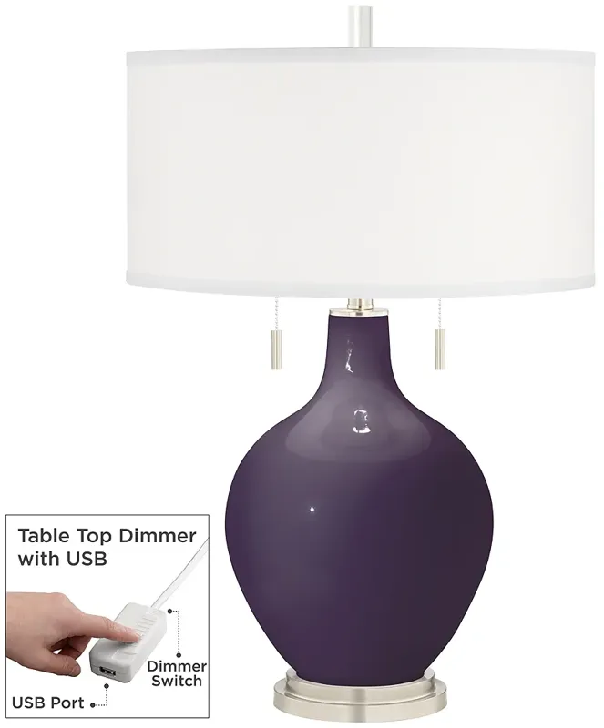 Quixotic Plum Toby Table Lamp with Dimmer