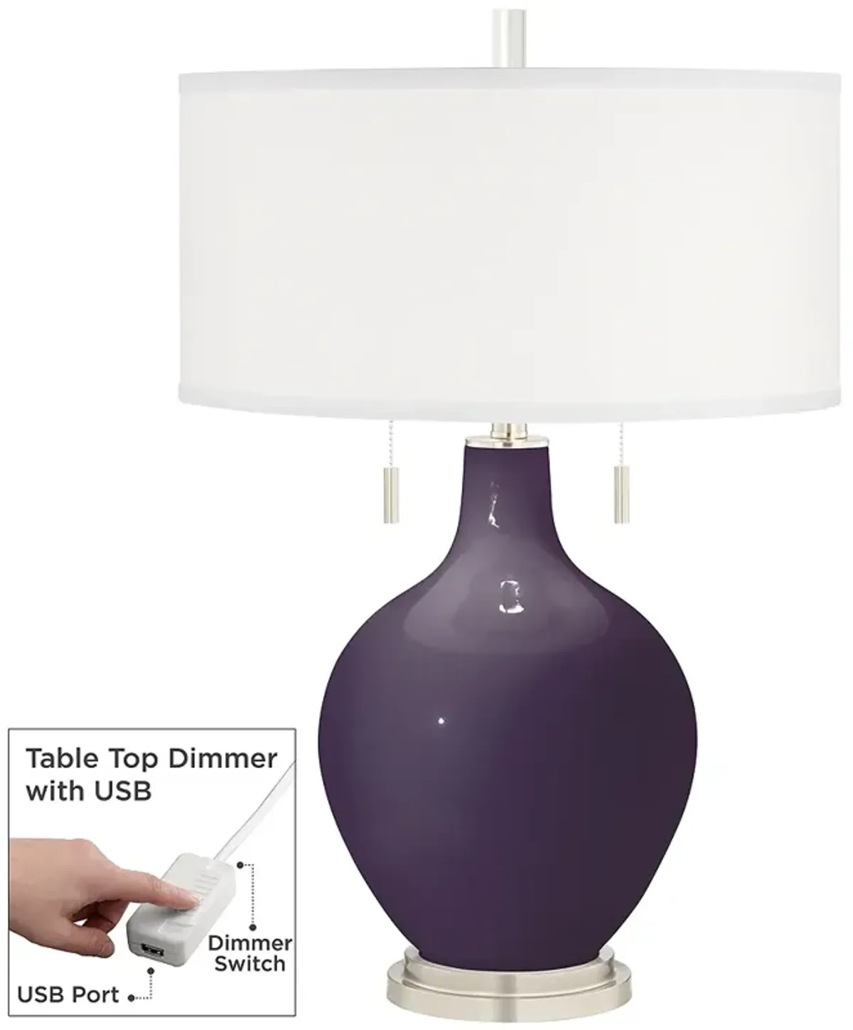 Quixotic Plum Toby Table Lamp with Dimmer