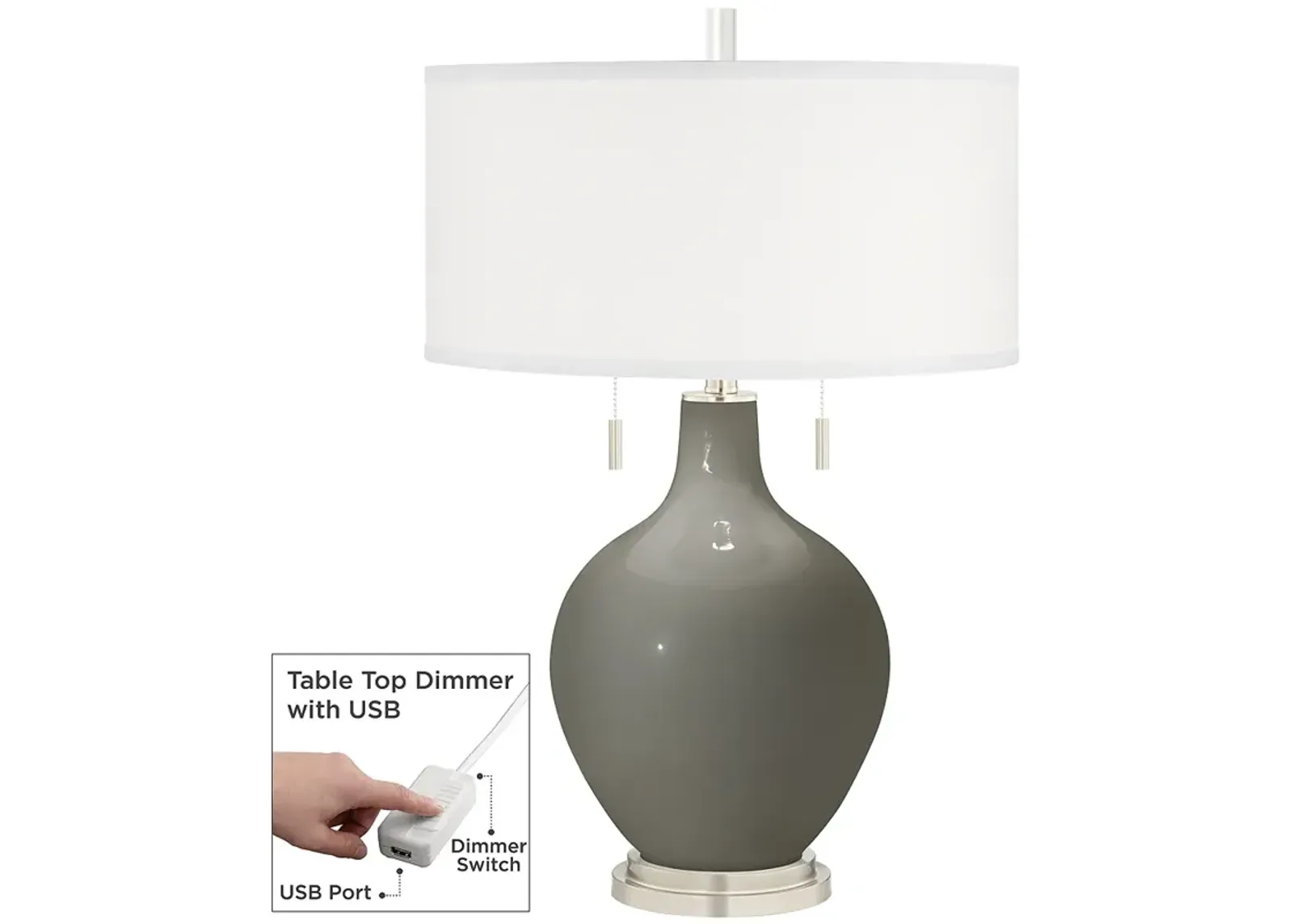 Gauntlet Gray Toby Table Lamp with Dimmer