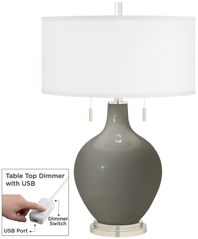 Gauntlet Gray Toby Table Lamp with Dimmer