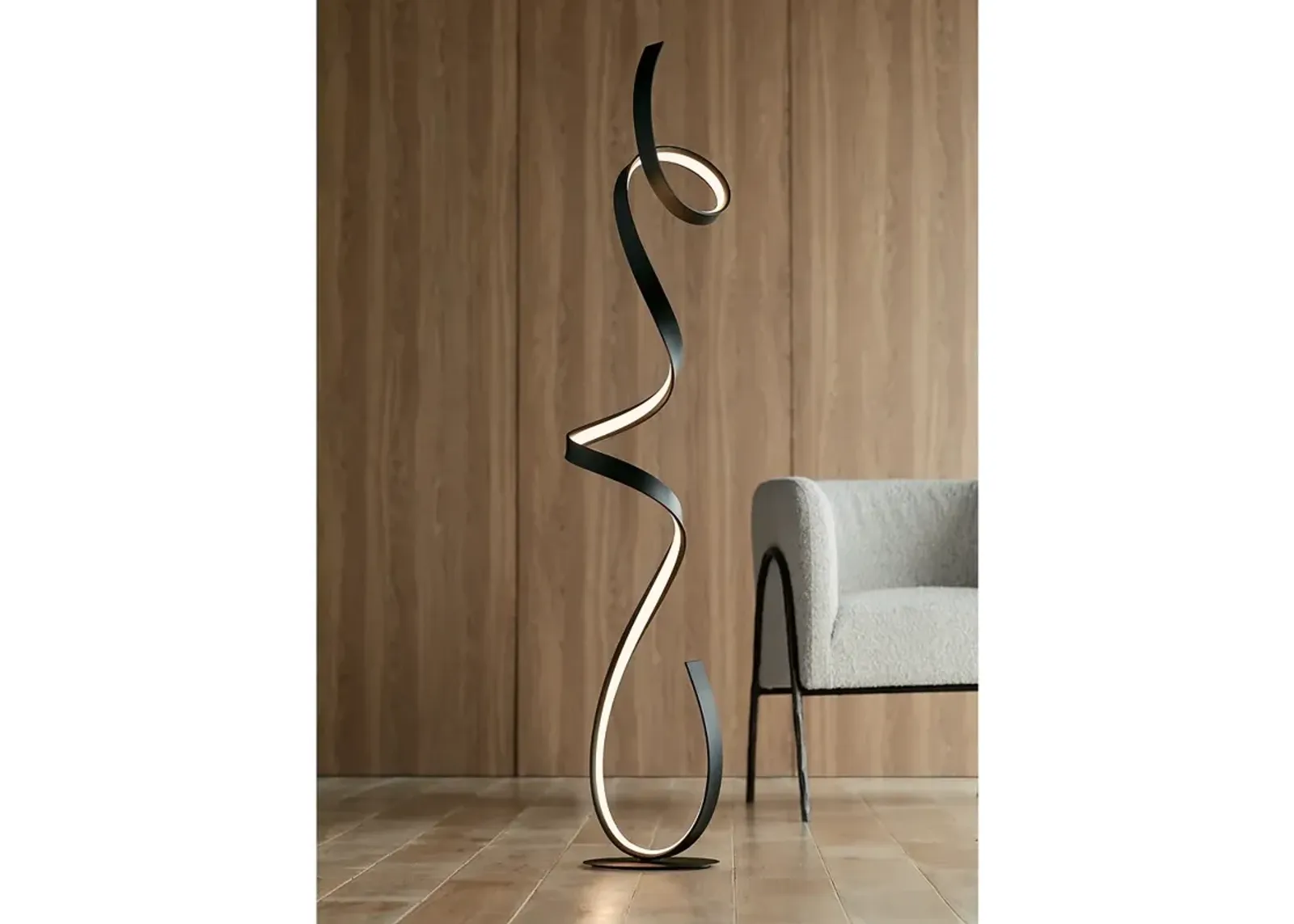 Possini Euro Avante 56 1/2" Modern Ribbon LED Floor Lamp Black