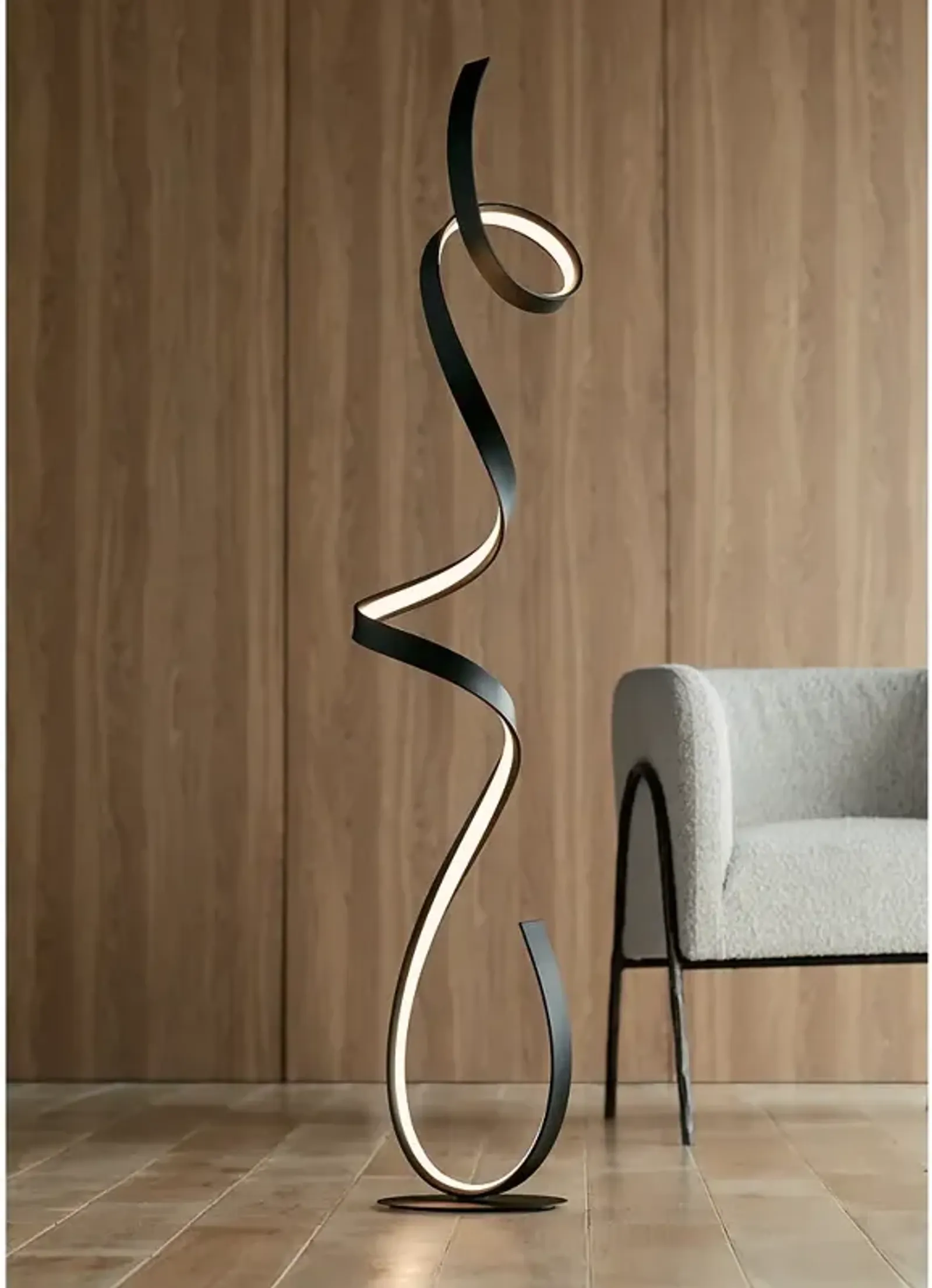 Possini Euro Avante 56 1/2" Modern Ribbon LED Floor Lamp Black