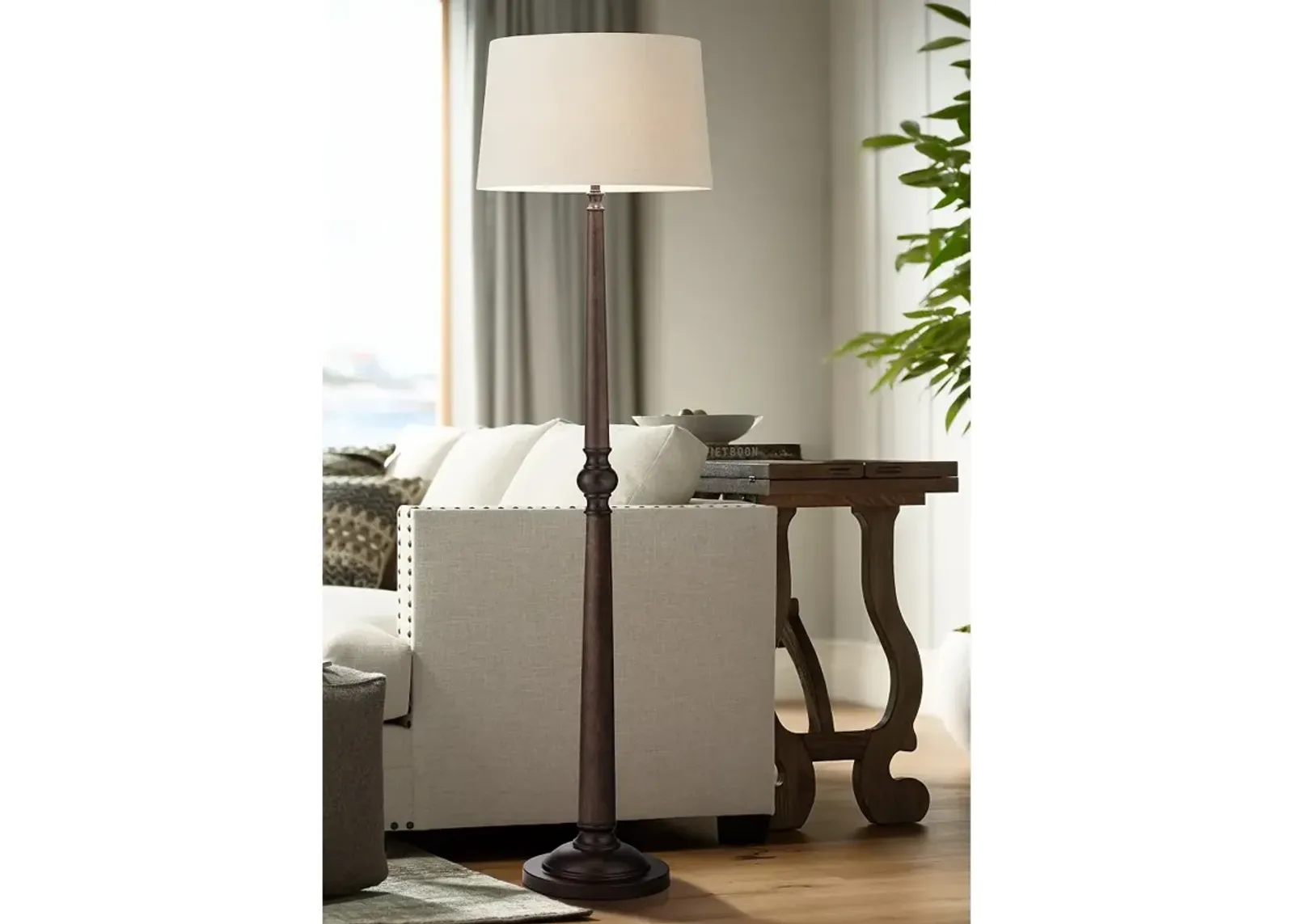 Pacific Coast Lighting Farmhouse 65 1/2" Walnut Wood Floor Lamp