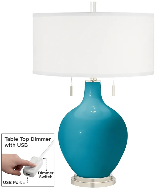 Caribbean Sea Toby Table Lamp with Dimmer