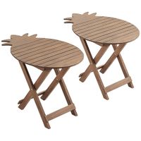Monterey Pineapple Natural Wood Outdoor Folding Tables Set of 2