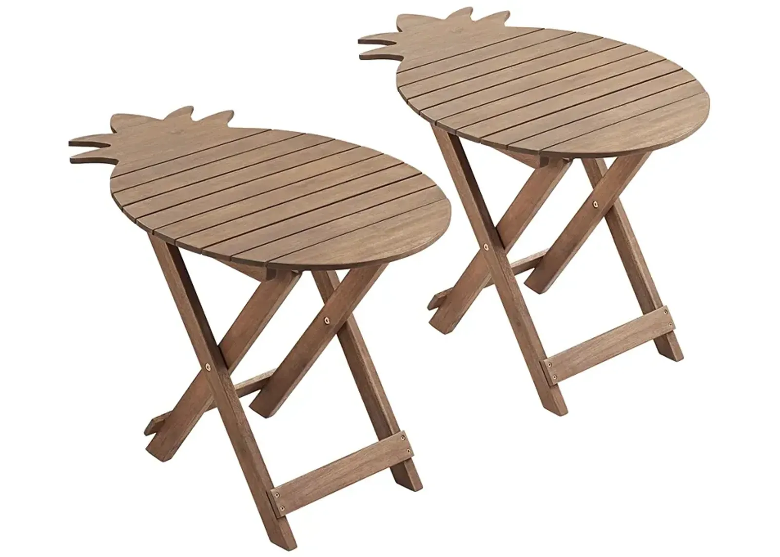 Monterey Pineapple Natural Wood Outdoor Folding Tables Set of 2