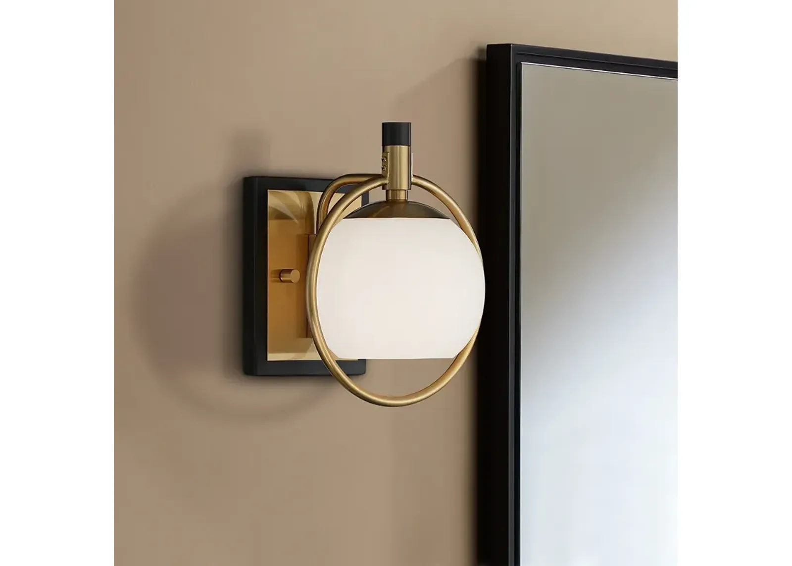 Possini Euro Carlyn 9 1/2" High Antique Brass and Black Wall Sconce