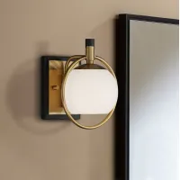 Possini Euro Carlyn 9 1/2" High Antique Brass and Black Wall Sconce