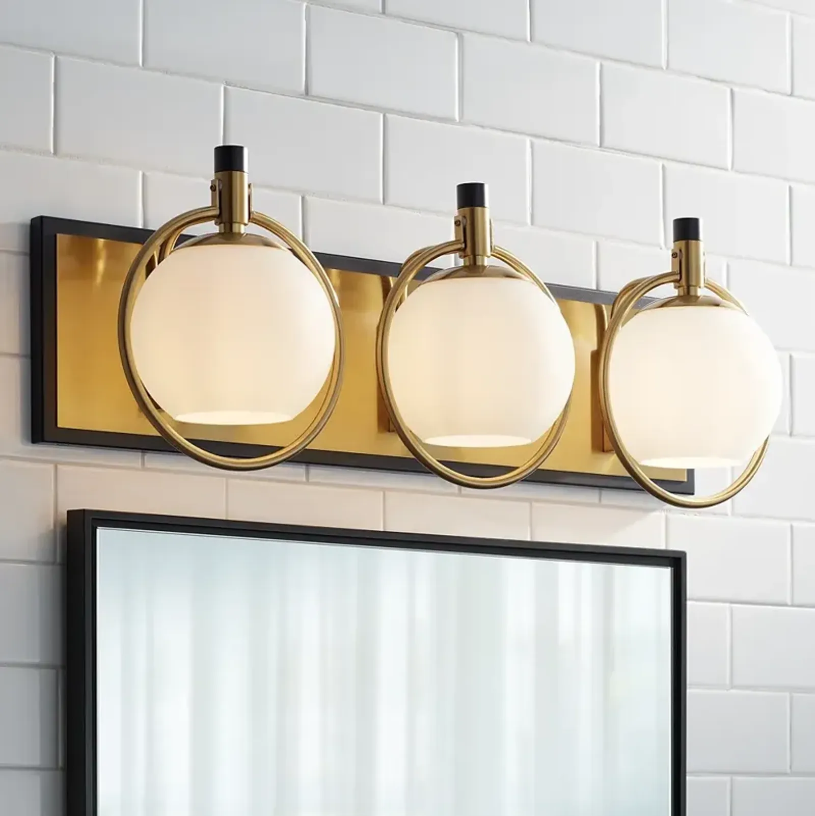 Possini Euro Carlyn 26" Gold and Black Modern Luxe 3-Light Bath Light