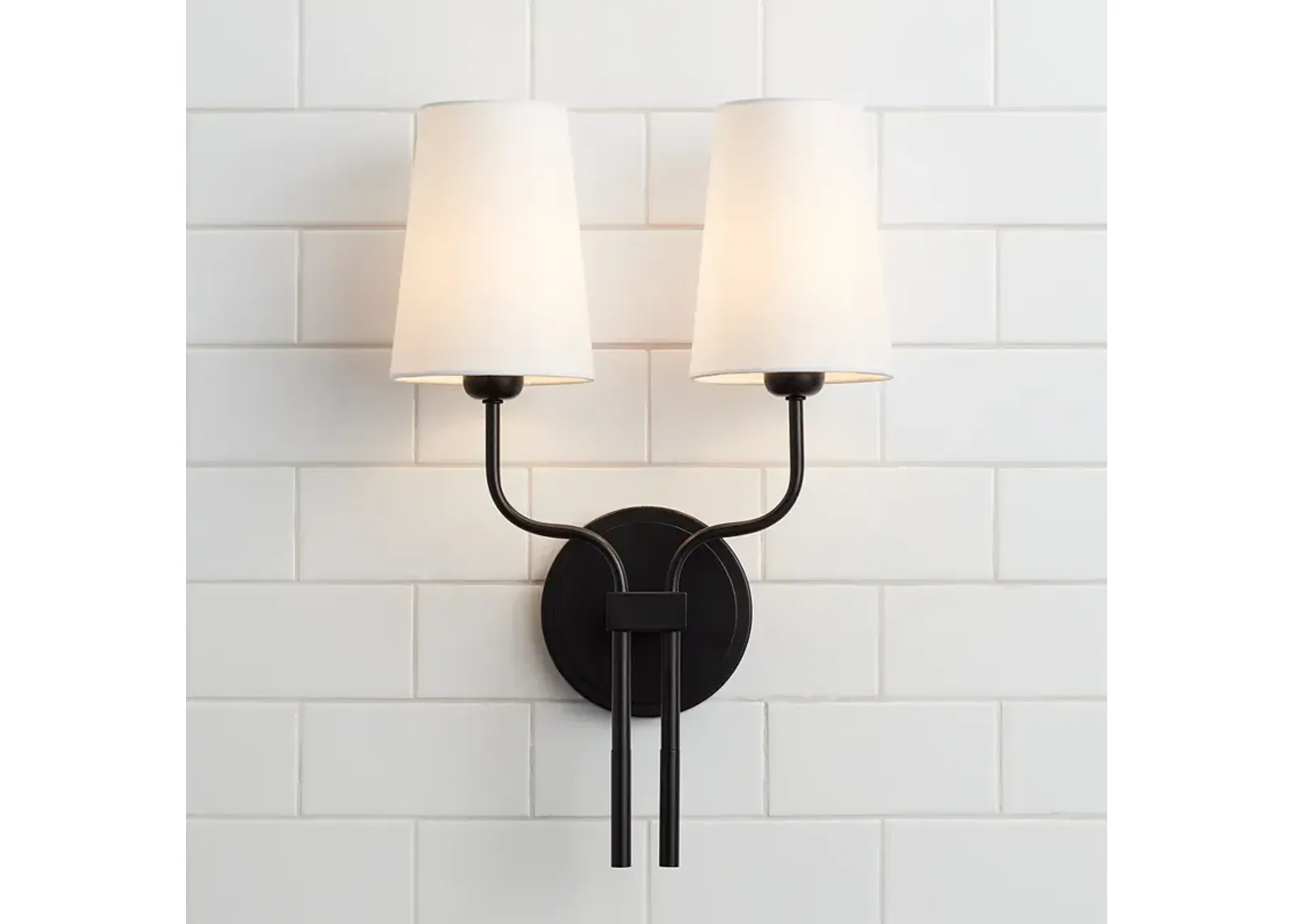 Possini Euro Melody 19 1/2" High Black Metal 2-Light Wall Sconce