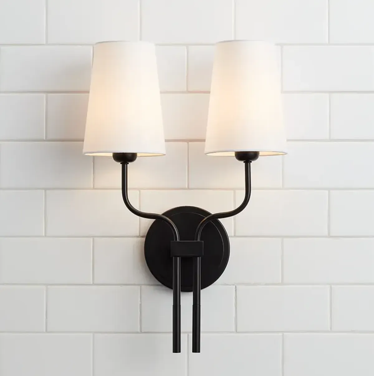 Possini Euro Melody 19 1/2" High Black Metal 2-Light Wall Sconce