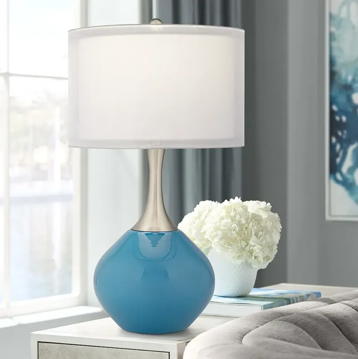 Possini Euro Swift 30 3/8" Blue Modern Glass Table Lamp