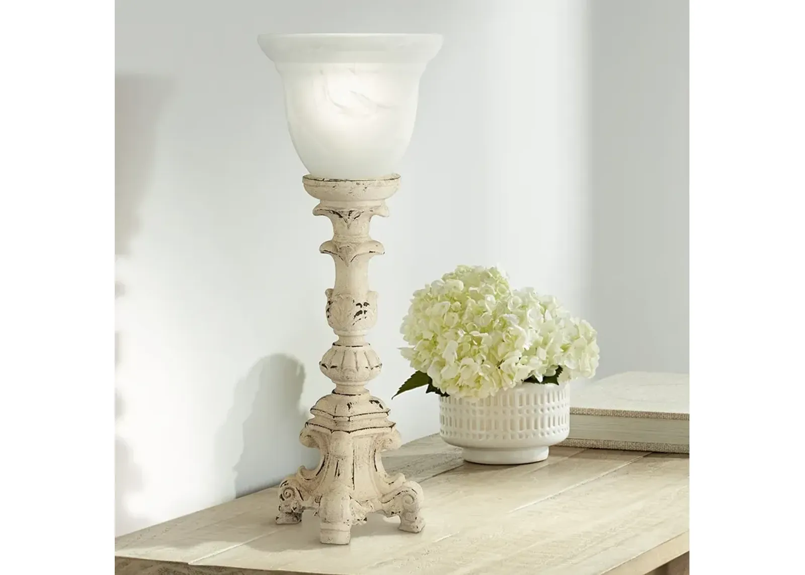 Regency Hill French 18" High Console Accent Lamp with Alabaster Glass