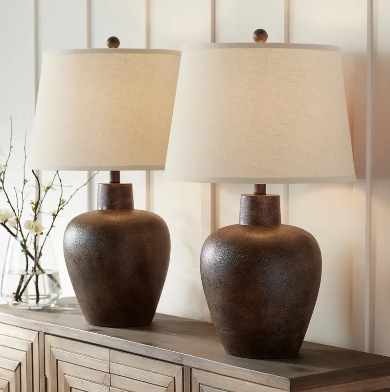 Regency Hill Glenn 27" Terra Cotta Southwest Table Lamps Set of 2