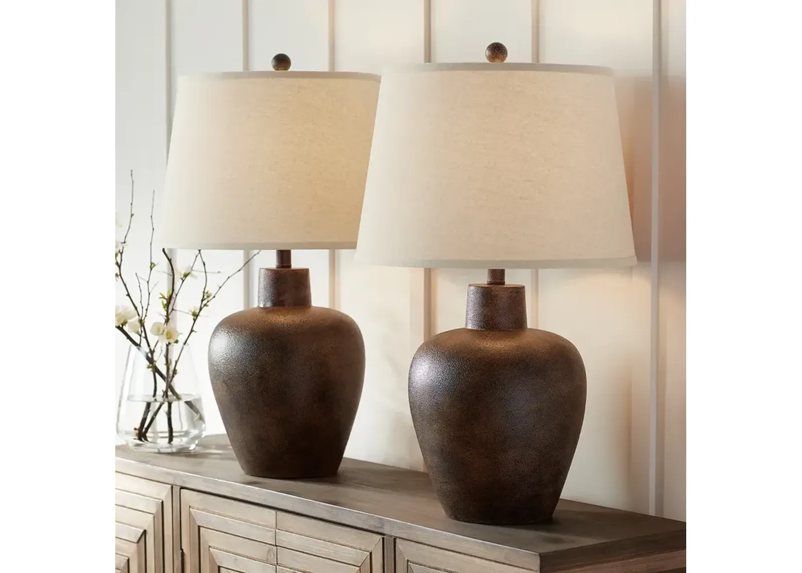 Regency Hill Glenn 27" Terra Cotta Southwest Table Lamps Set of 2