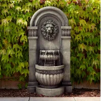 Lion Face 50" High 2-Tier Fountain with LED Light