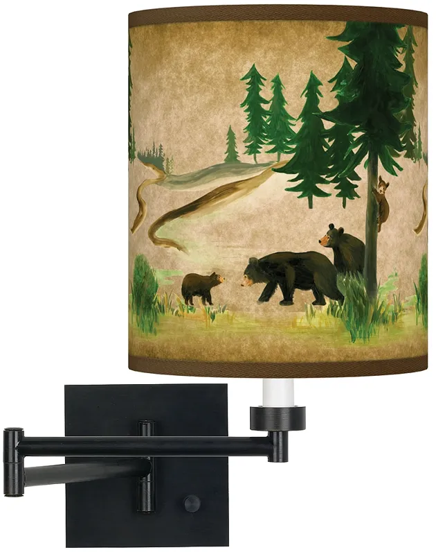 Bear Lodge Espresso Bronze Swing Arm Wall Lamp