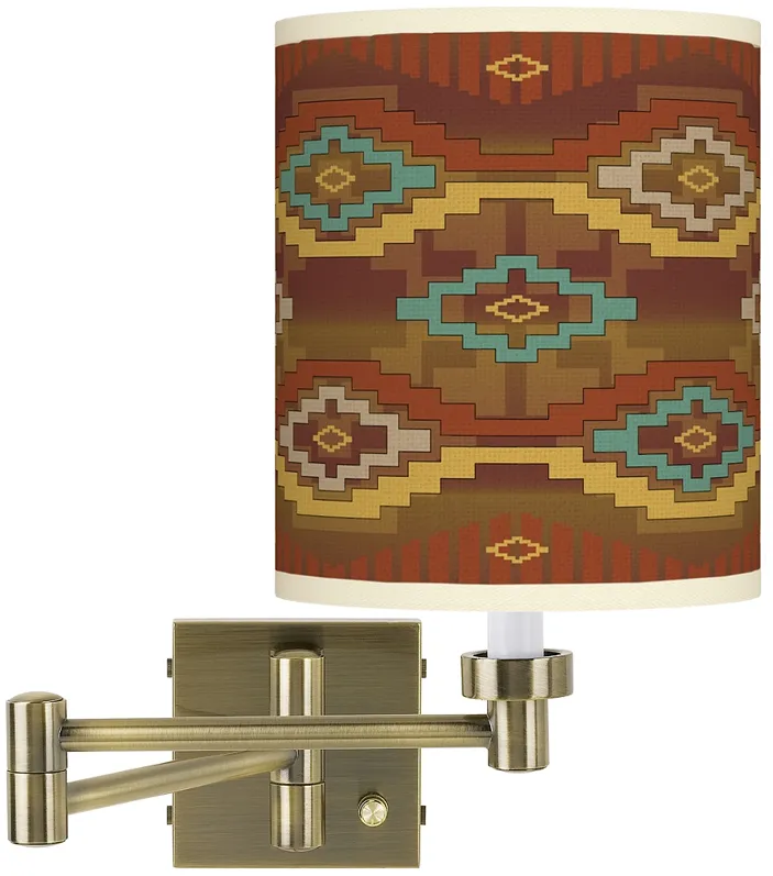 Southwest Sienna Antique Brass Swing Arm Wall Lamp